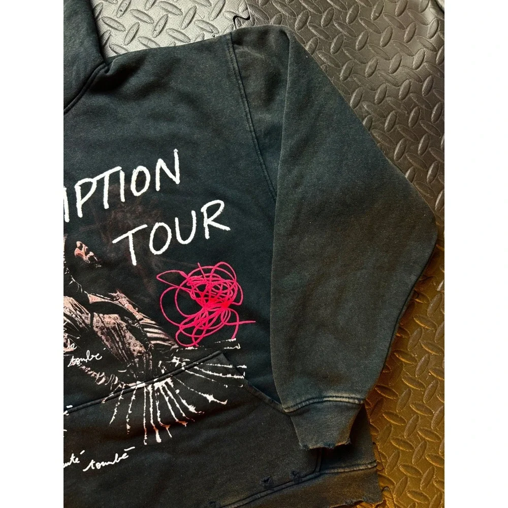 Rod Wave Redemption Tour Hoodie Washed Black Graphic Merch Mens Medium